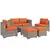 Buy Eight-Piece Rattan Garden Set, with Contrast Cushions - Orange/Grey