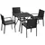 Buy Five-Piece Garden Dining Set, with Rattan Seat Chairs and Cushions - Black