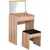 Buy Dressing Table with Mirror and Stool, Vanity Makeup Table with Flip Up Mirror, Vanity Desk with Storage Unit and Padded Seat, Wood