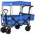 Buy Folding Trolley Cart Storage Wagon Beach Trailer 4 Wheels with Handle Overhead Canopy Cart Push Pull for Camping, Blue