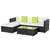 Buy 4-Seater Rattan Sofa Set Set Garden Outdoor Sectional Sofa Coffee Table Metal Frame w/Cushion Pillows-Black