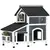 Buy Wooden Cat House with Flower Pot, Windows, Multiple Entrances, Water-Resistant Roof for Outdoor - Grey