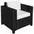 Buy Single Seater Rattan Chair Sofa with 10 cm Thick Padded Cushion, All-Weather PE Wicker Weave Garden Armchair with Armrests, Black