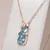 Buy Geometric Stunning Blue 14K Gold  Filled Lab Created Diamonds Necklace