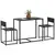 Buy Dining Table and Chairs Set 2, Dining Room Sets, Rectangular Space Saving Table and 2 Chairs for Compact Kitchens, Steel Frame, Black