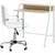 Buy Home Office Chair and Computer Desk Set, Faux Leather Desk Chair with Swivel Wheels, Study Desk with Storage Shelf, White