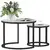 Buy Glass Coffee Table Set of 2, Round Nest of Tables with Marble-Effect Tempered Glass Tabletop and Steel Frame, Modern Side Tables for Living Room, White