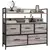 Buy Rustic Chest of Five Fabric Drawers - Grey Wood Effect