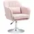 Buy Swivel Linen Fabric Accent Chair for Living Room Contemporary Vanity Armchair with Adjustable Height Thick Cushion Lumbar Support Armrest for Bedroom Office Pink