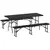 Buy Folding Picnic Table and Bench Set, Rattan Effect Portable Camping Table and Chairs with Carrying Handles for Indoor Outdoor, Dining, Camping, Picnic, BBQ, Party, Black