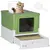 Buy Hooded Cat Litter Box, Portable Pet Toilet, with Scoop, Front Entry - Light Green