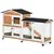 Buy Rabbit Hutch Outdoor with Run Guinea Pig Hutch 2-Tier Bunny Cage w/ Wheels No-Leak Plastic Tray 157.4 x 53 x 99.5 cm - Yellow
