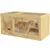 Buy Wooden Hamster Cage with Water Bottle, Platforms, Openable Roof, Sliding Tray, Hut, Seesaws, Natural Wood Finish