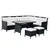 Buy Outsunny 8-Seater Garden Rattan Furniture Rattan Corner Dining Sofa Set Wicker Conservatory Furniture Lawn Patio Coffee Table Foot Stool w/Cushion-Black