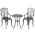 Buy Outsunny 3 Pieces Garden Dining Set for 2, Cast Aluminium Outdoor Dining Set with 2 Armchairs and Round Dining Table with Parasol Hole, Garden Furniture Bistro Set, Brown