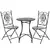 Buy 3 Pcs Mosaic Tile Garden Bistro Set Outdoor Seating w/ Table 2 Folding Chairs Set Metal Frame Elegant Scrolling Indoor Patio Balcony
