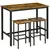 Buy 120x60cm Bar Table Set, Breakfast Table with 2 Stools, 3-Piece Counter Height Dining Table & Chairs for Kitchen, Living Room, Rustic Brown