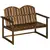 Buy Outdoor Wooden Garden Bench, Patio Loveseat Chair with Slatted Backrest and Smooth Armrests for Two People, for Yard, Lawn, Porch, Carbonised Finish