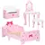 Buy ZONEKIZ 4PCs Kids Bedroom Furniture Set with Bed, Toy Box Bench, Dressing Table and Stool, Princess Themed, for 3-6 Years Old, Pink