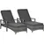 Buy Outsunny PE Rattan Sun Loungers set of 2 with Cushion, Outdoor 2 Pieces Garden Sunbed Furniture with 4-Level Recliner Backrest, and Armrest, Grey