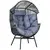 Buy Outsunny String Rattan Egg Chair, with Padded Seat Cushion - Grey/Black