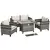 Buy 5-Piece Rattan Patio Furniture Set with Gas Fire Pit Table, Loveseat Sofa, Armchairs, Cushions, Pillows, Grey