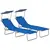 Buy Outsunny Folding Sun Lounger Set of 2 with Canopy, Reclining Sunbed with 4-Position Adjustable Backrest, 600D Oxford Cloth, Portable Garden Lounger Recliner Chair for Beach, Camping, Patio, Blue
