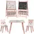 Buy ZONEKIZ Kids Table and Chair Set and Kids Easel with Paper Roll, Storage Baskets, Kids Activity Furniture Set, Pink