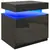 Buy Black Bedside Table with LED Light, High Gloss Front Nightstand with 2 Drawers, for Living Room, Bedroom