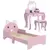 Buy ZONEKIZ Wooden Kids Bedroom Furniture Set with Kids Dressing Table, Stool, Bed, for 3-6 Years, Cat-Design