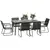 Buy Outsunny 6 Seater Garden Dining Set with Soft Cushions, Rattan Backrest, Rectangular Plastic Top, Garden Furniture Set, Outdoor Dining Table and Chairs for Patio, Balcony, Poolside, Grey
