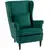 Buy Modern Accent Chair, Upholstered Wingback Armchair with High Backrest and Pillow, Velvet-Feel Fabric Reading Chair with Solid Wood Legs for Living Room, Bedroom, Home Office, Dark Green