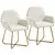 Buy Modern Arm Chair Set of 2 Upholstered Accent Chair with Metal Base for Living Room Cream White