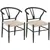 Buy Set of Two Weave Dining Chairs with Y-Shaped Backrest Hemp Seat - Black/Beige