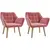 Buy Set of 2 Accent Chair, Arm Chair with Slanted Back, Thick Padding and Rubber Wooden Legs for Living Room, Pink