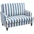 Buy Modern Cuddle Chair, Velvet Single Sofa Armchair with Stripe, Turned Legs and Wide Seat, Upholstered Snuggle Chair for Living Room, Bedroom, Blue and White