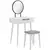Buy Modern Dressing Table with Round Mirror and Stool, Makeup Vanity Table with 2 Drawers for Bedroom, Living Room, 60 x 40 x 123 cm, White