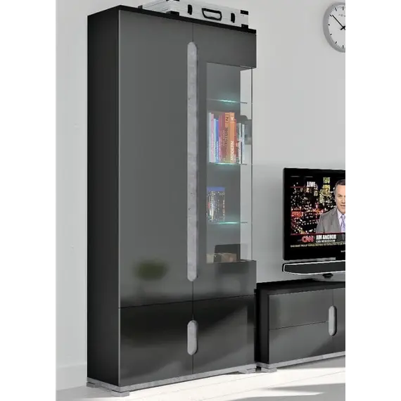 Buy Elise Black High Gloss And Grey 1 Glass Door Display Cabinet T22