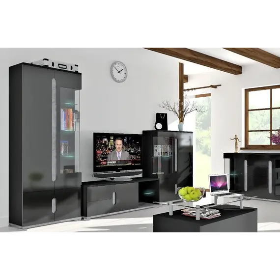 Buy Elise Black High Gloss And Grey 1 Glass Door Display Cabinet T22, 2 image