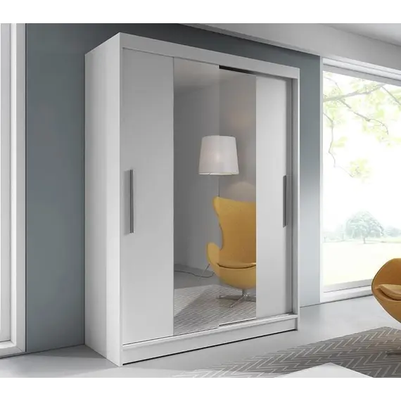 Buy Vista 01 Sliding Mirror Door Wardrobe 150cm, Colour: White Matt