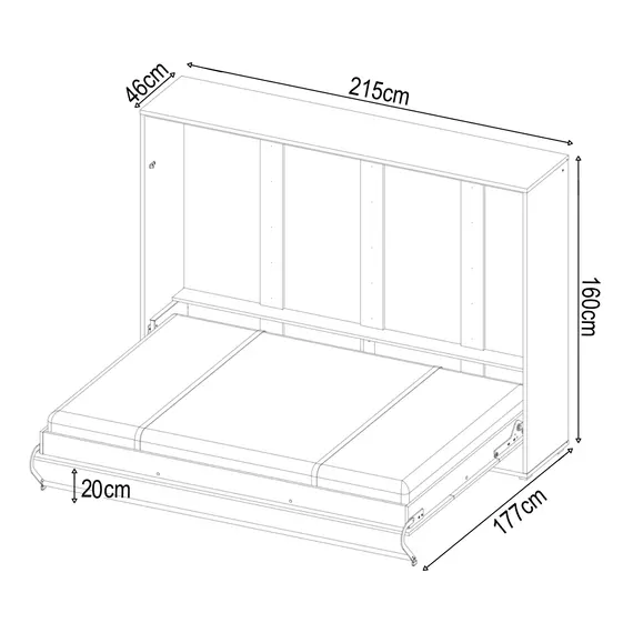 Buy CP-04 Horizontal Wall Bed Concept 140cm, Colour: White Matt, Mattresses: Without Mattresses, Size: Double, 4 image