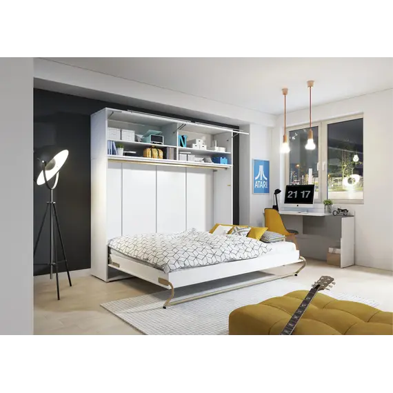 Buy CP-04 Horizontal Wall Bed Concept Pro 140cm with Over Bed Unit, Colour: White Gloss, Mattresses: Without Mattresses, Size: Double, 6 image