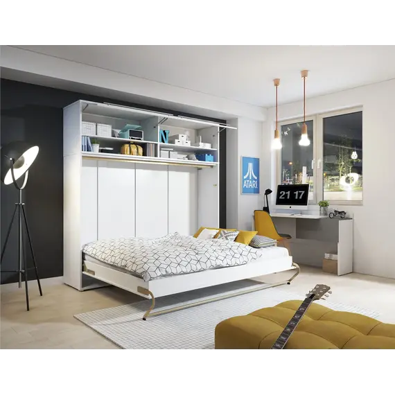 Buy CP-05 Horizontal Wall Bed Concept Pro 120cm with Over Bed Unit, Colour: White Gloss, 4 image