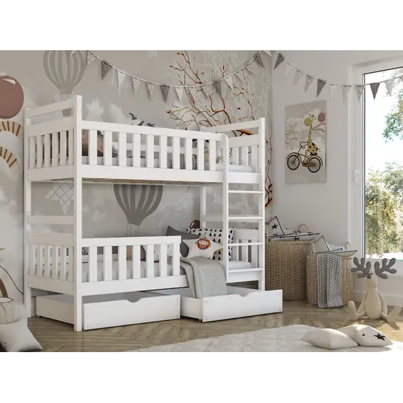Buy Monika Wooden Bunk Bed with Storage, Colour: White Matt, Mattresses: Without Mattresses, 6 image