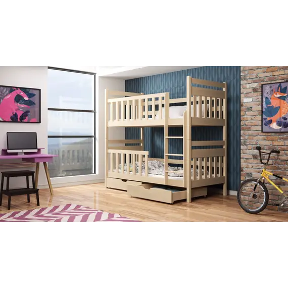 Buy Monika Wooden Bunk Bed with Storage, Colour: Pine, Mattresses: Foam/Bonnell Mattresses, 2 image