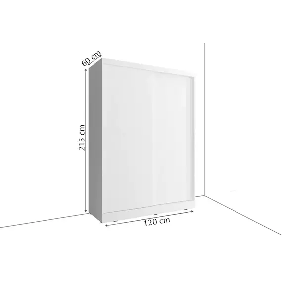 Buy Arti 6 - 2 Sliding Door Wardrobe 120cm, Colour: White Matt, 7 image