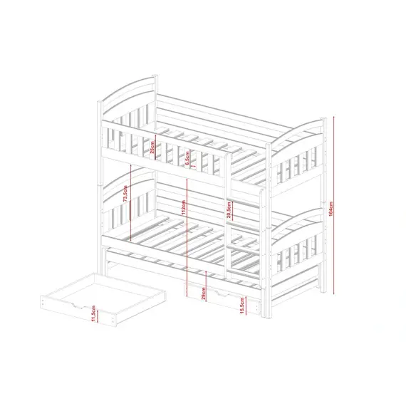 Buy Blanka Bunk Bed with Trundle and Storage, Colour: White Matt, Mattresses: Without Mattresses, 5 image