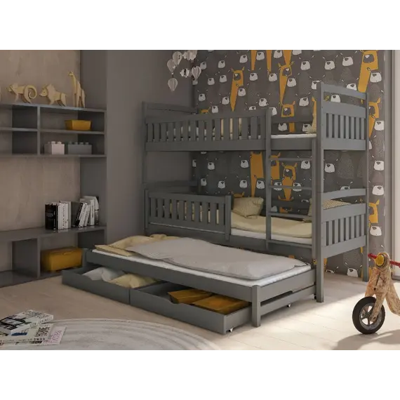 Buy Blanka Bunk Bed with Trundle and Storage, Colour: Grey, Mattresses: Foam Mattresses, 3 image