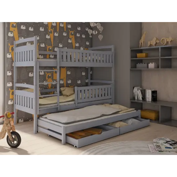 Buy Blanka Bunk Bed with Trundle and Storage, Colour: Grey, Mattresses: Foam Mattresses, 8 image