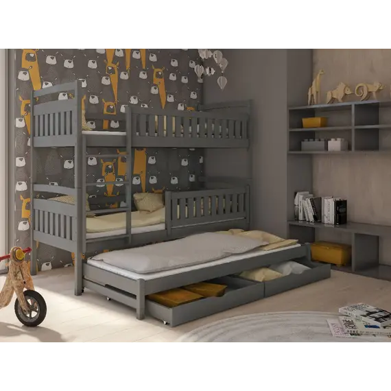 Buy Blanka Bunk Bed with Trundle and Storage, Colour: Grey, Mattresses: Foam/Bonnell Mattresses, 5 image